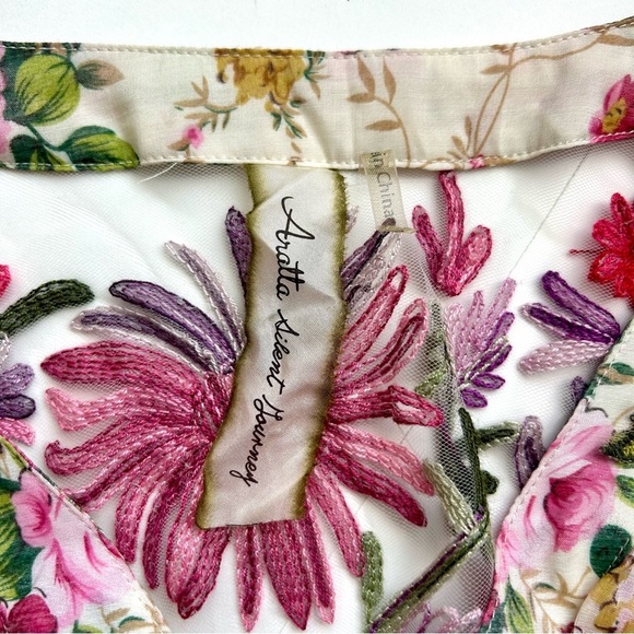 Aratta Silvent Journey Softness Floral Embroidered Maxi Dress V-Neck Size S - Picture 10 of 12